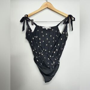Lovers + Friends Bodysuit Evan Cami Polka-dot Size XS in Black